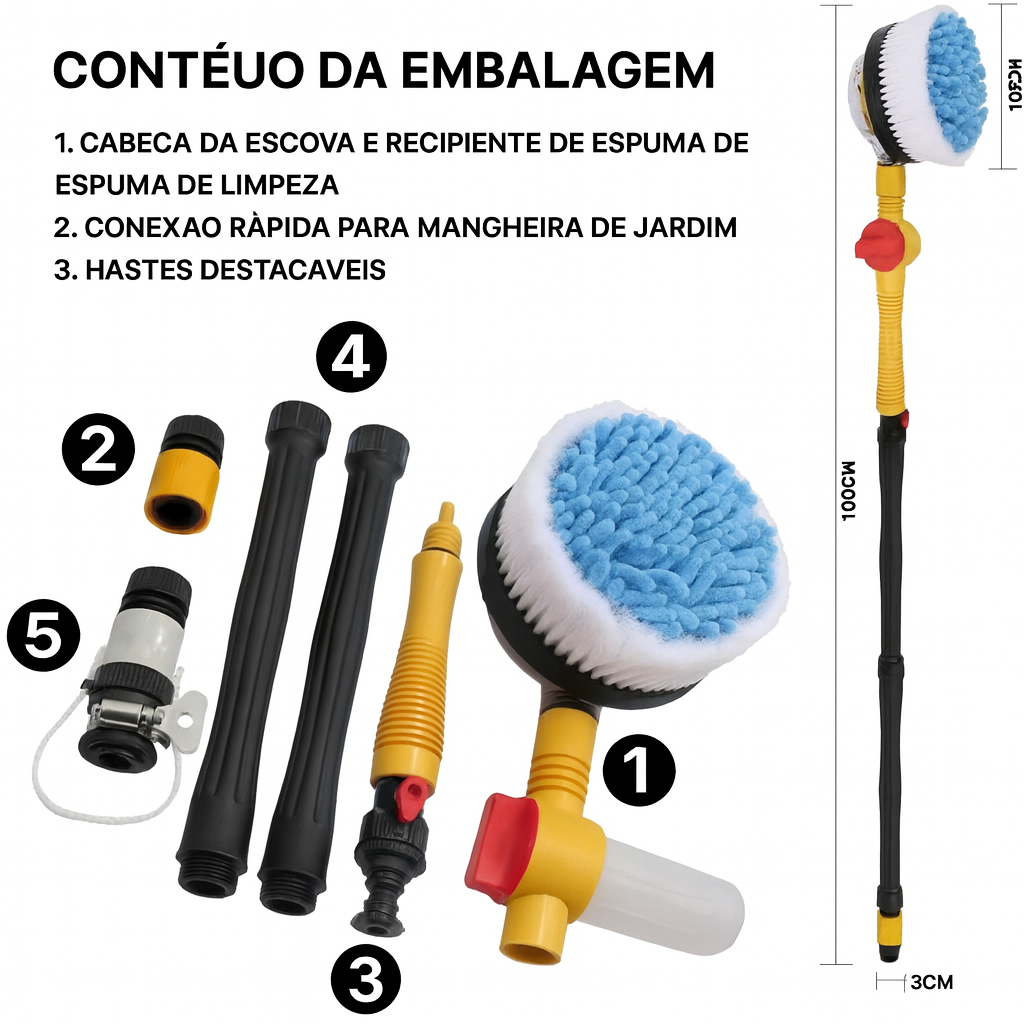 Escova rotativa para limpeza de automóveis