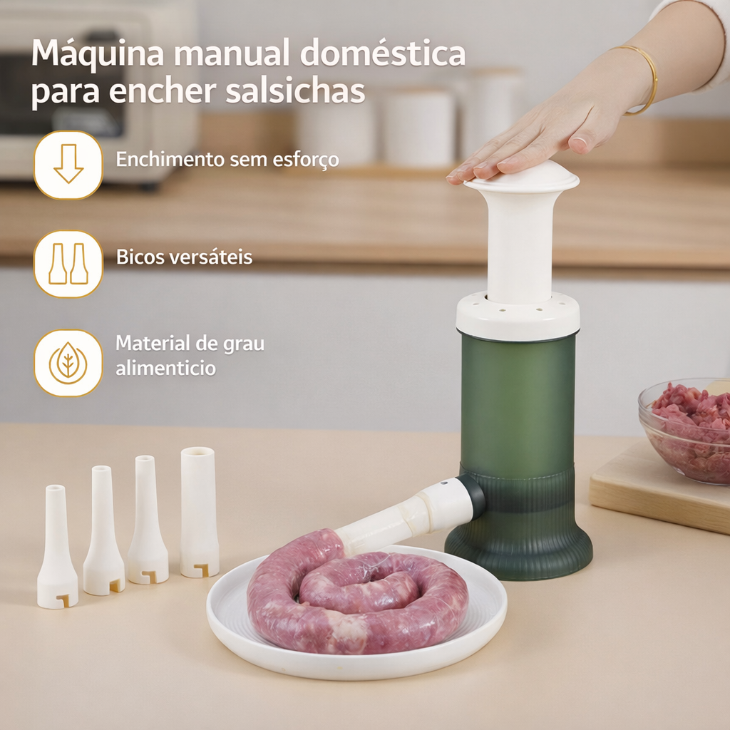 Máquina manual para enchimento de salsichas doméstica