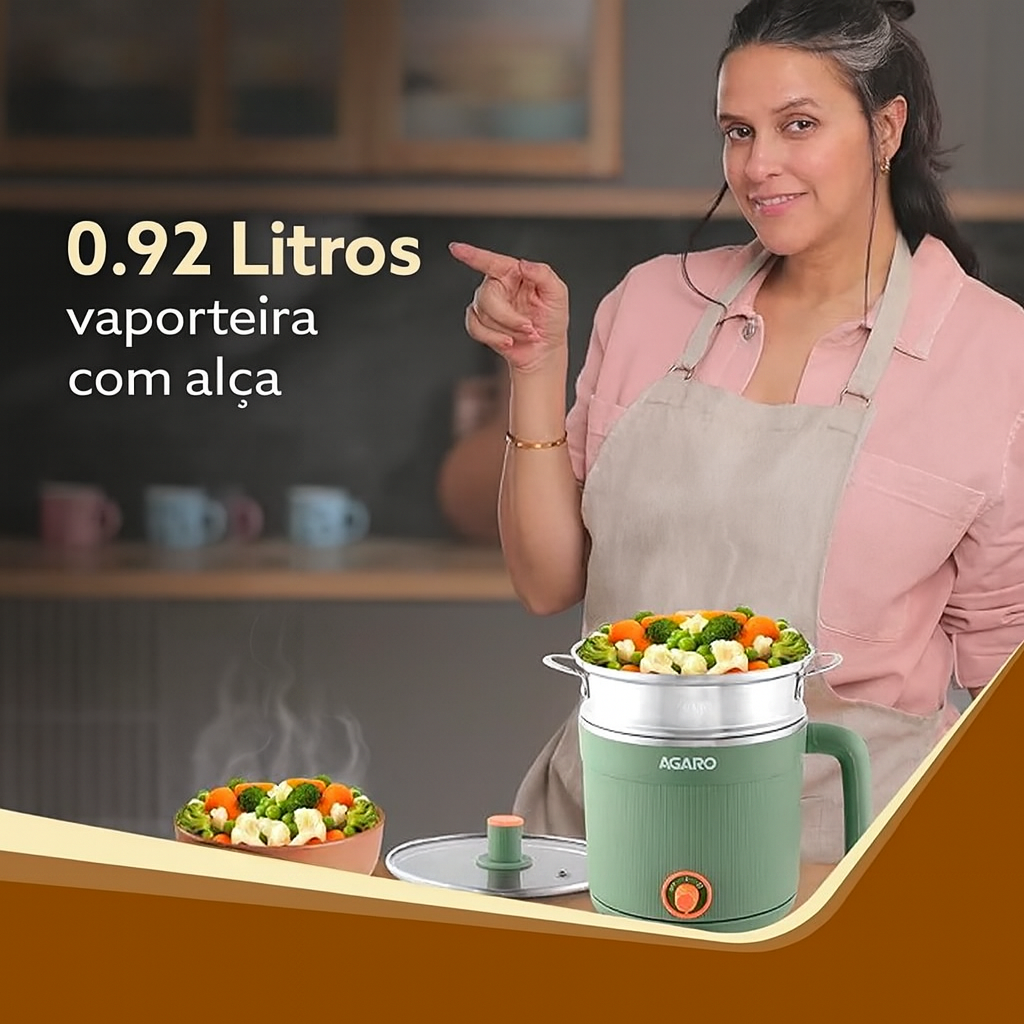 Mini-fogão elétrico portátil multifuncional de 1,5 L