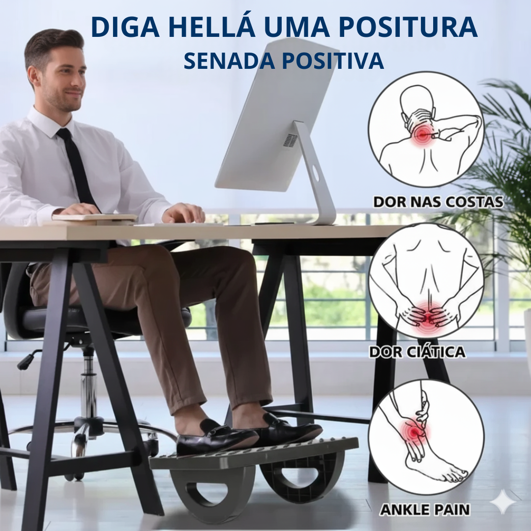 Apoio para os pés ergonómico com massagem