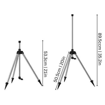 Aspersor rotativo de 360° com tripé para jardim e relvado