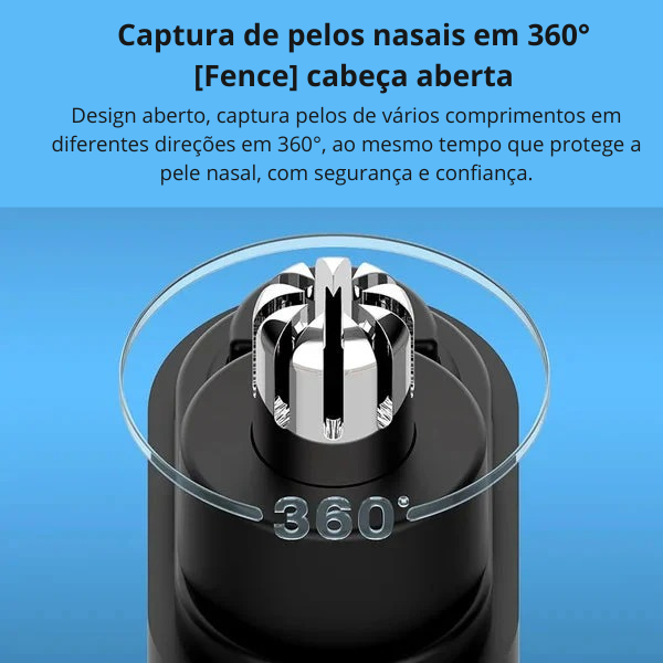 Aparador de pêlos do nariz recarregável e portátil